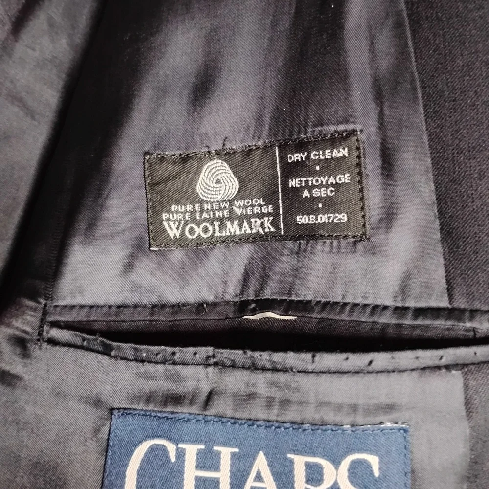Chaps Blazer Jacket Mens 46R Navy Blue Gold Button Sport Coat Wool‎ -9